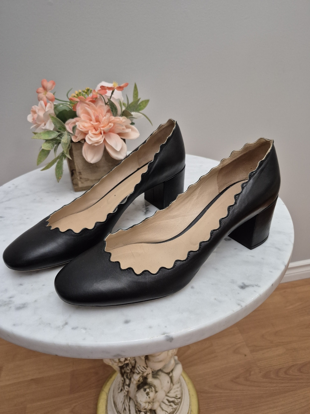 Chloe Scalloped Edge Block Heel